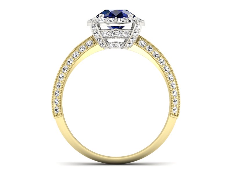 Pierścionek z szafirami i diamentami złoto 585 - p16290zbsz - 2