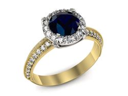 Pierścionek z szafirami i diamentami złoto 585 - p16290zbsz