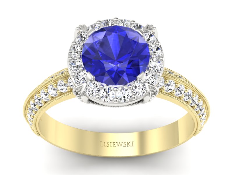 Pierścionek z szafirem i diamentami złoto 585 - p16290zbszc - 1