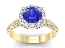 Pierścionek z szafirem i diamentami złoto 585 - p16290zbszc