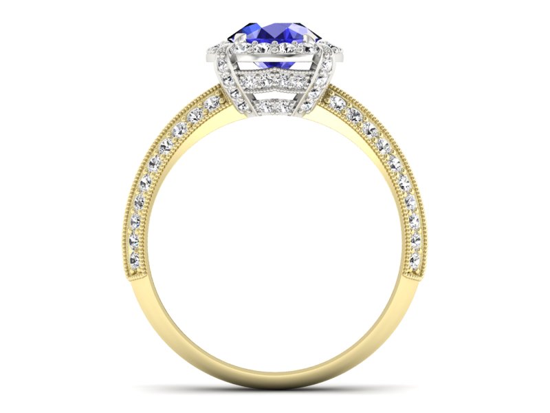 Pierścionek z szafirem i diamentami złoto 585 - p16290zbszc - 2