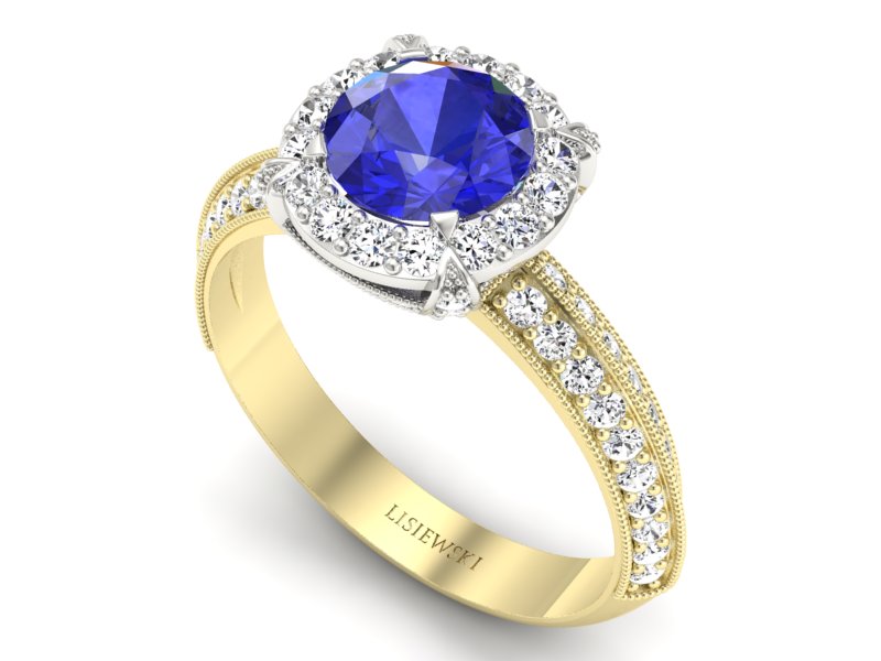 Pierścionek z szafirem i diamentami złoto 585 - p16290zbszc - 3