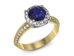 Pierścionek z szafirem i diamentami złoto 585 - p16290zbszc