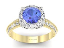 Złoty Pierścionek z tanzanitem i brylantami - p16290zbt