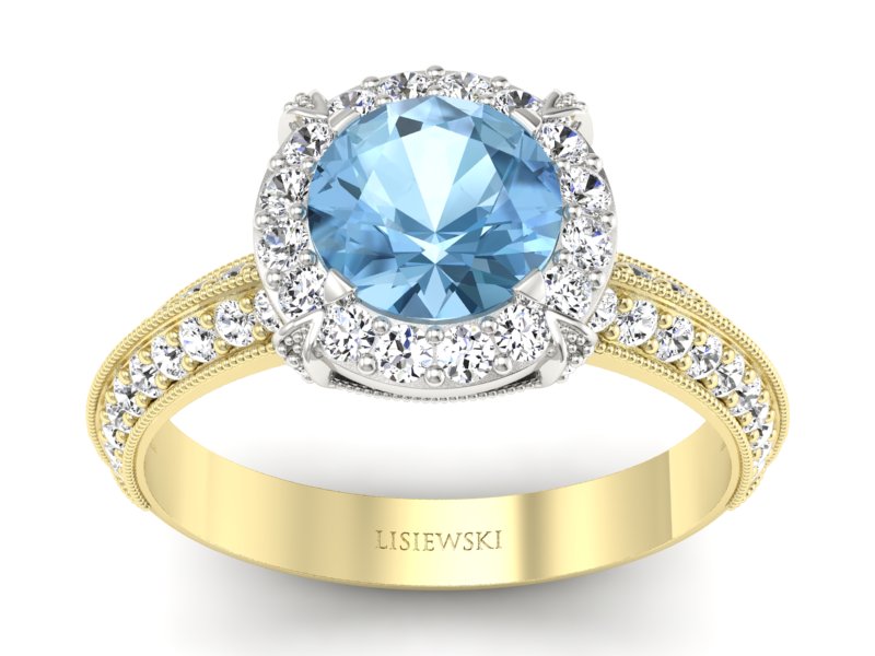 Złoty Pierścionek topaz i brylanty złoto 585 - p16290zbtp - 1