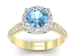 Złoty Pierścionek topaz i brylanty złoto 585 - p16290zbtp