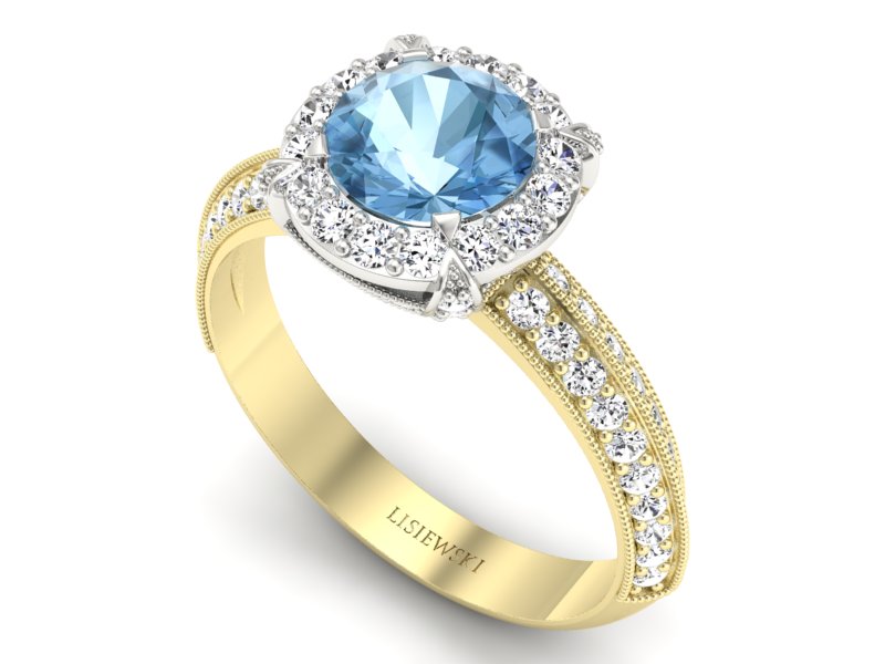 Złoty Pierścionek topaz i brylanty złoto 585 - p16290zbtp - 3