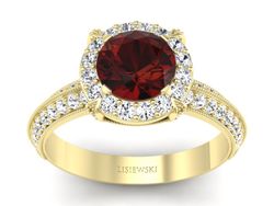 Złoty Pierścionek z granatem żółte złoto 585 - p16290zgr