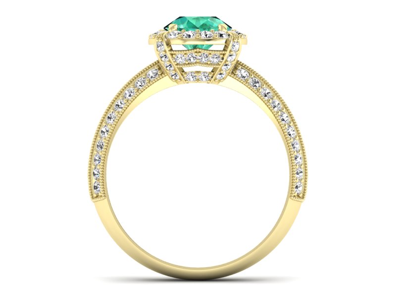 Złoty Pierścionek ze szmaragdem i diamentami - p16290zsm - 2