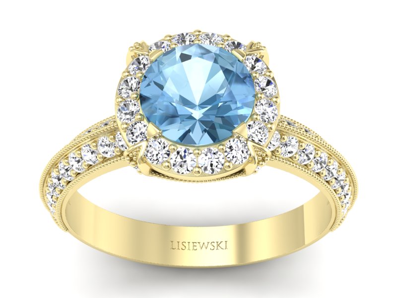 Pierścionek z topazem i brylantami żółte złoto - p16290ztp - 1