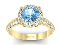 Pierścionek z topazem i brylantami żółte złoto - p16290ztp