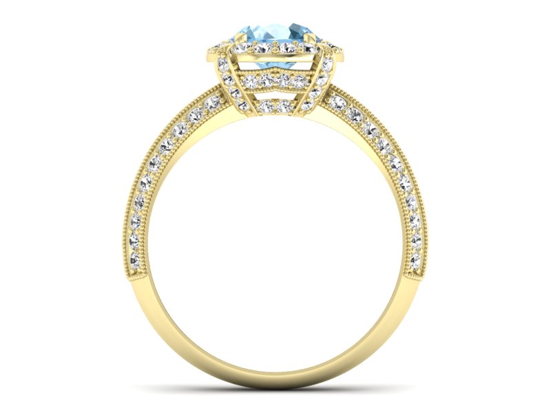 Pierścionek z topazem i brylantami żółte złoto - p16290ztp - 2