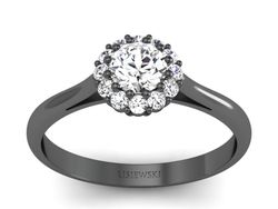 Pierścionek zaręczynowy czarne złoto z diamentami - p16291cz