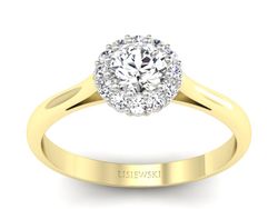 Pierścionek z diamentami żółte i białe złoto 585 - p16291zb