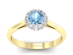 Pierścionek topaz i brylanty białe i żółte złoto - p16291zba