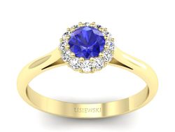 Złoty pierścionek z szafirem i diamentami - p16291zszc