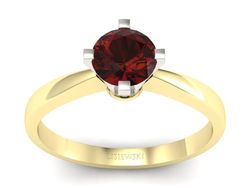 Pierścionek z granatem żółte białe złoto - p16292zbgr