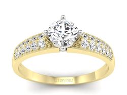 Pierścionek z diamentami żółte i białe złoto 585 - p16297zb