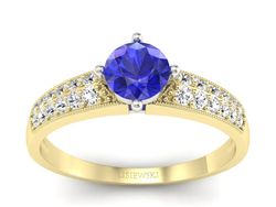 Pierścionek z szafirem i diamentami złoto 585 - p16297zbszc