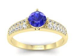 Złoty pierścionek z szafirem i diamentami - p16297zszc