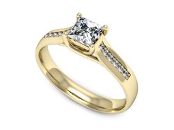 Złoty Pierścionek z diamentami żółte złoto 585 - p16298z