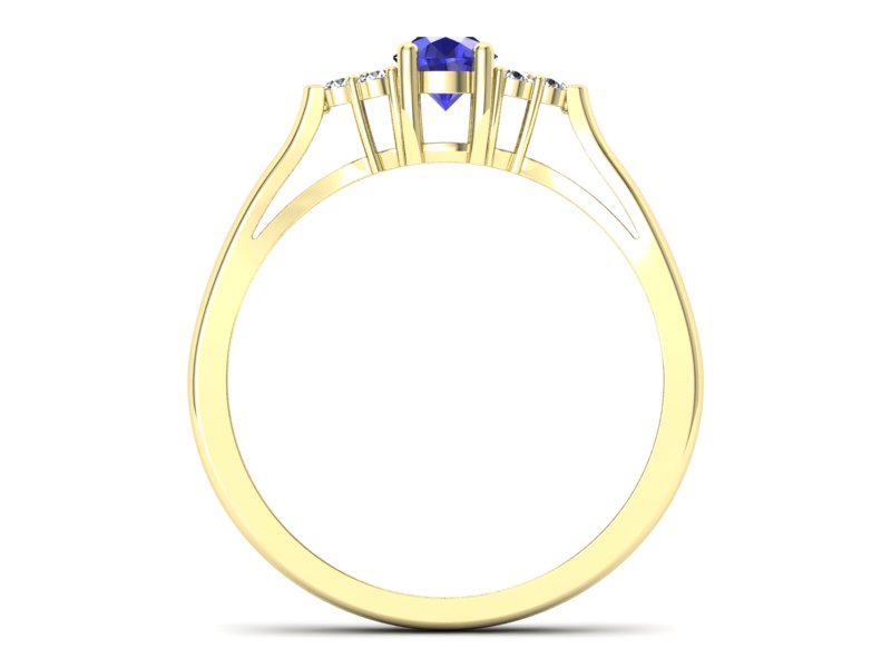 Złoty pierścionek z szafirem i diamentami - p16301zszc - 2