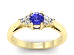 Złoty pierścionek z szafirem i diamentami - p16301zszc