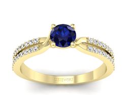 Złoty pierścionek z szafirem i diamentami - p16303zsz