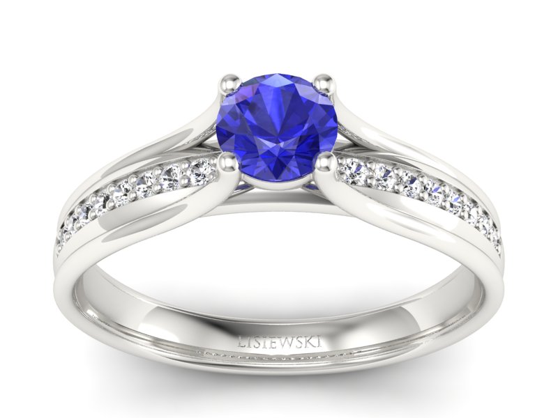 Złoty pierścionek z szafirem i brylantami - p16304bszc - 1