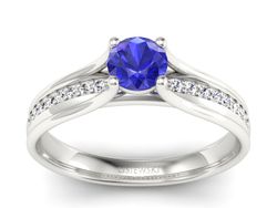 Złoty pierścionek z szafirem i brylantami - p16304bszc