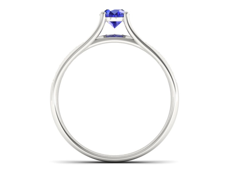 Złoty pierścionek z szafirem i brylantami - p16304bszc - 2