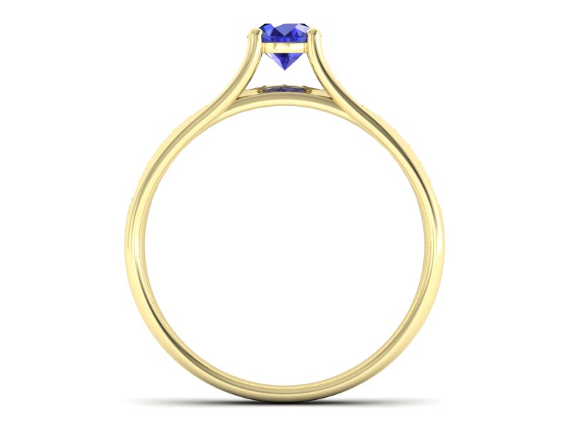 Złoty pierścionek z szafirem i diamentami - p16304zsz - 2