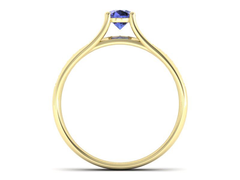 Złoty pierścionek z szafirem i diamentami - p16304zszc - 2