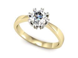 Pierścionek z diamentem żółte i białe złoto 585 - p16307zb