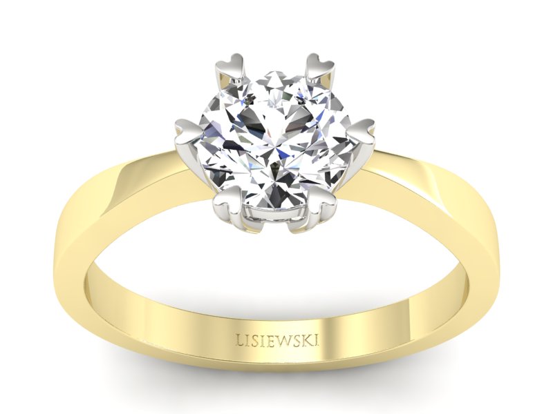 Pierścionek z diamentem żółte i białe złoto - p16307zb - 1