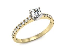 Pierścionek z diamentami żółte i białe złoto 585 - p16309zb