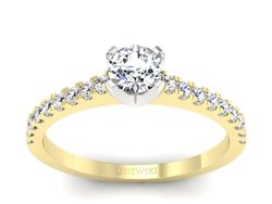 Pierścionek z diamentami żółte i białe złoto 585 - p16309zb