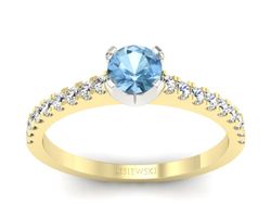 Złoty Pierścionek topaz i brylanty złoto 585 - p16309zbtp
