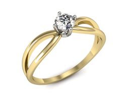 Pierścionek z diamentem żółte i białe złoto 585 - p16310zb