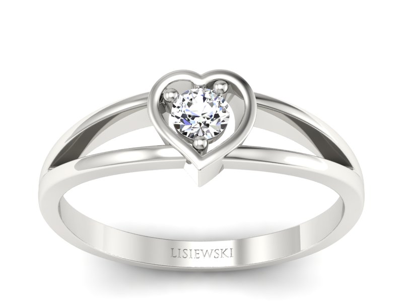 Pierścionek zaręczynowy z diamentem białe złoto - p16311b - 1