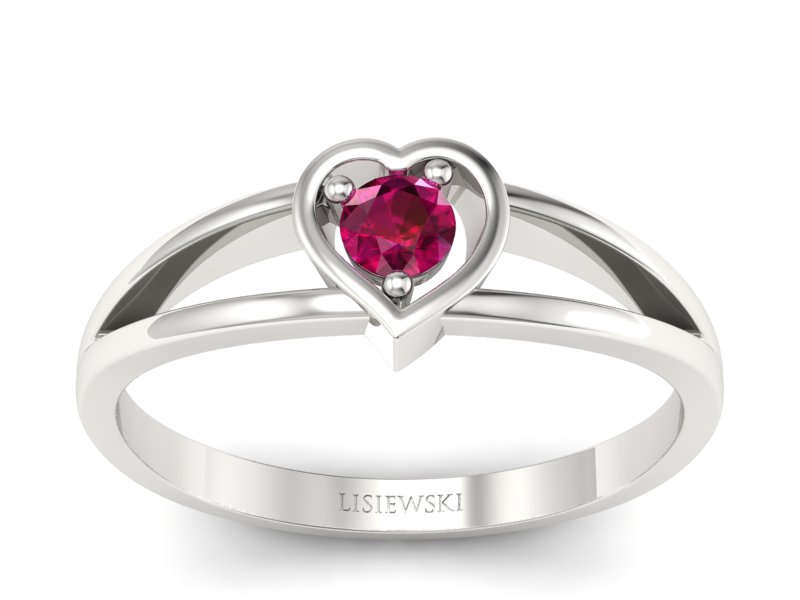 Złoty pierścionek z rubinem białe złoto - p16311br - 1