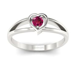 Złoty pierścionek z rubinem białe złoto - p16311br