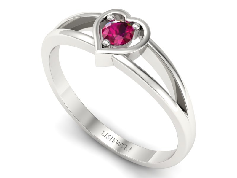 Złoty pierścionek z rubinem białe złoto - p16311br - 3