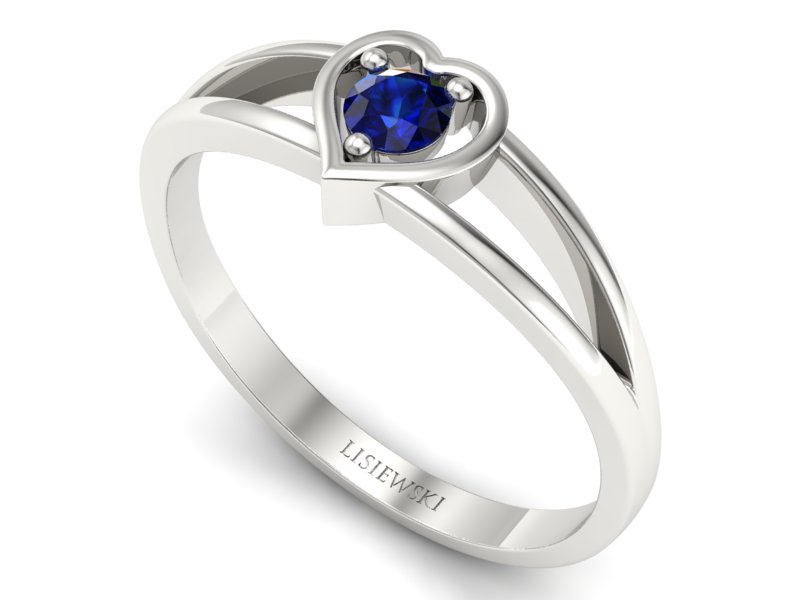 Złoty pierścionek z szafirem białe złoto - p16311bsz - 3