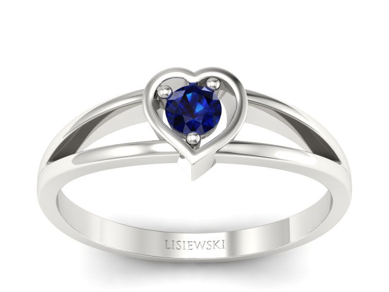 Złoty pierścionek z szafirem białe złoto - p16311bsz - 1