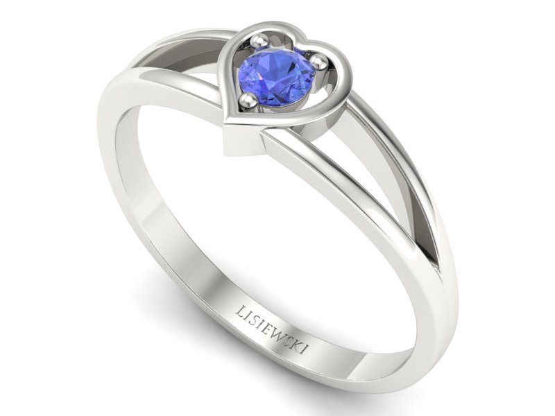 Złoty pierścionek z tanzanitem białe złoto - p16311bt - 3