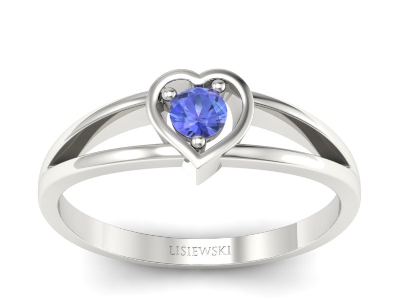 Złoty pierścionek z tanzanitem białe złoto - p16311bt - 1