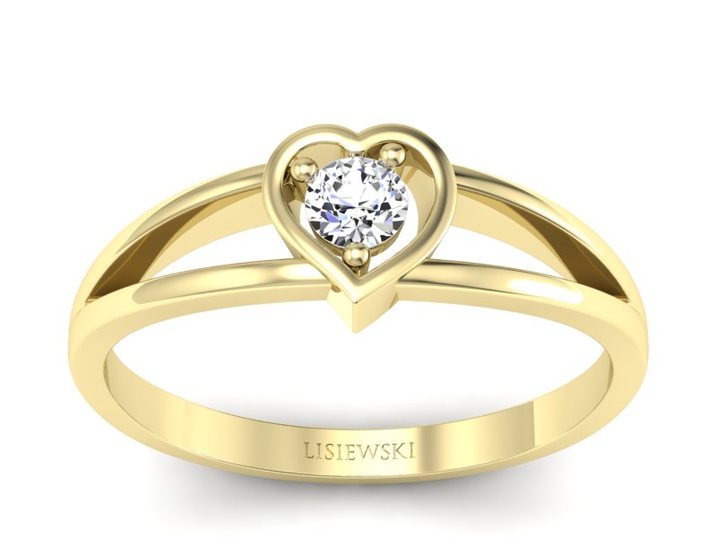 Złoty pierścionek z brylantem żółte złoto - p16311z - 1