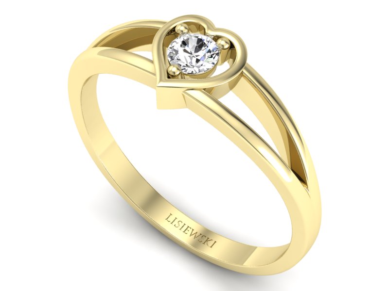 Złoty pierścionek z brylantem żółte złoto - p16311z - 3