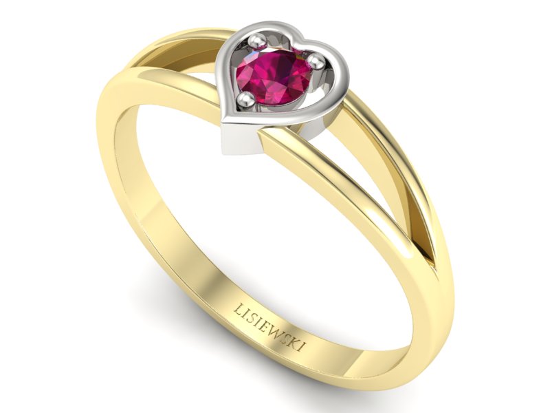 Pierścionek z rubinem żółte białe złoto - p16311zbr - 3